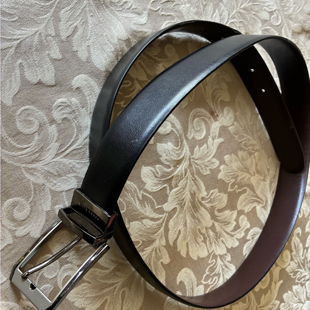 Elegant Black Leather Belt for Men Perry Ellis size 38